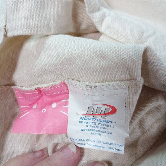 Hello Kitty Canvas Tote Bag Sanrio 2012 Licensed Reusable SmallShopper Purse Bag - Picture 5 of 11